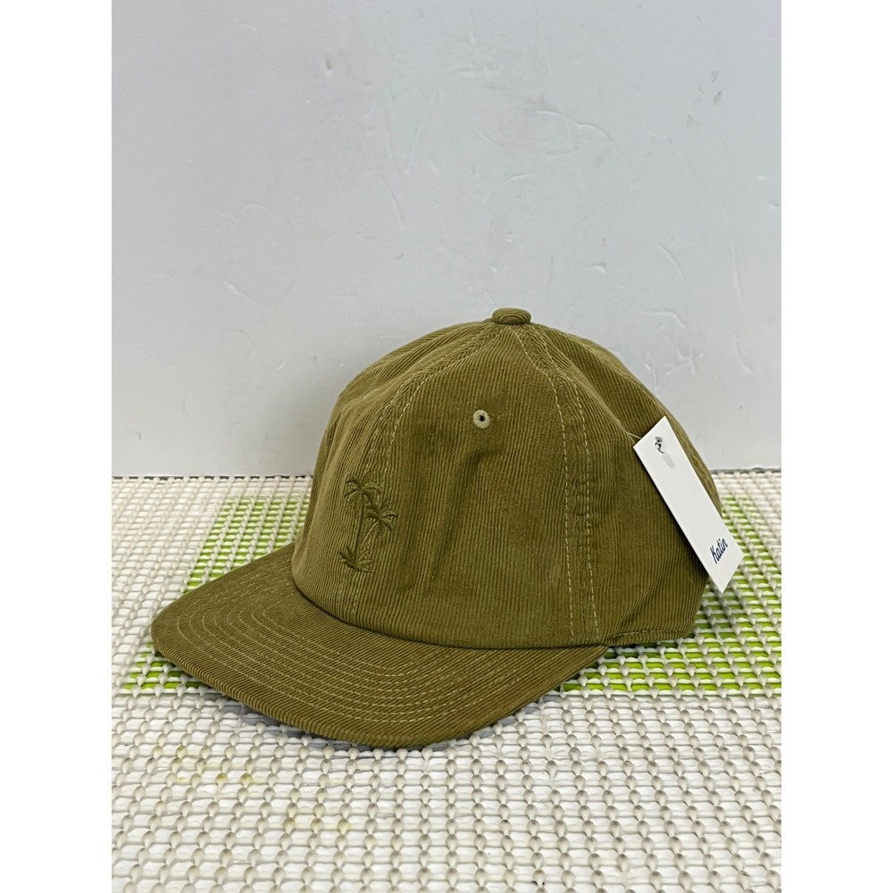 Katin Corduroy Baseball Cap Olive Green Palm Tree Embroidered Strapback Hat NEW